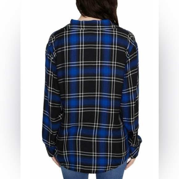 Sanctuary | Dark Blue Main Street Plaid Boyfriend Top Shirt Snaps Small Western - Picture 2 of 9